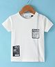 Ruff Cotton Knit Half Sleeves T-Shirt with Text Print - Off White