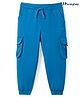 Honeyhap Premium 100% Cotton Knit Full Length Solid Color Lounge Pant with Bio Finish - Mykonos Blue