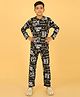 Ninos Dreams 100% Cotton Knit Full Sleeves Conversational Printed Night Suit -Black