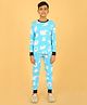 Ninos Dreams 100% Cotton Knit Full Sleeves Snow Bear Printed Night Suit -Light Blue