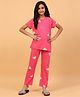 Ninos Dreams 100% Cotton Knit Half Sleeves Heart Printed Night Suit -Pink