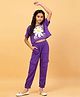 Ninos Dreams Half Sleeves Floral Printed Top & Cargo Joggers - Purple