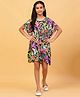 Ninos Dreams Rayon Half  Sleeves Tropical Printed  Kaftan Dress - Multicolor