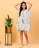 Ninos Dreams Rayon Half  Sleeves Shells Printed  Kaftan Dress -  Beige