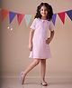 KIDSDEW Half Sleeves Floral Lace Embellished Dress - Pink