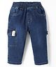 Little Kangaroos Denim Woven Jeans With Side Pocket - Dark Blue