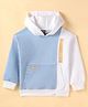 Little Kangaroos Fleece Knitted Full Sleeves Hooded Jacket With Kangaroo Pockets - White