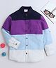 BAATCHEET Cotton Full Sleeves Colour Block Shirt - Purple