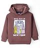 Little Kangaroos Fleece Knit Hooded Sweatshirt With Bear Print - Rose