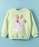 Little Kangaroos Full Sleeves Sweatshirt Reindeer Print - Light Green