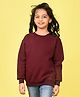 NUSYL Fleece Full Sleeves Solid Oversized  Sweatshirt - Burgundy