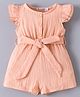 Kookie Kids Frill Sleeves Solid Jumpsuit With Bow Applique - Pink