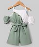 Kookie Kids Cotton Singlet Cold Shoulder Sleeves Cut & Sew Jumpsuit - Green
