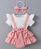 Kookie Kids Half Sleeves Frock Style Onesie with Bow & Applique - Pink
