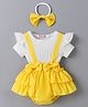 Kookie Kids Half Sleeves Frock Style Onesie with Bow & Applique - Yellow