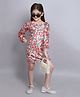 Taffykids Full Sleeves Floral Printed & Sequin Embellished Dress - Multi Colour