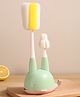 2 in 1 Bottle & Nipple Cleaning Brush with Whale Shape Stand - Green| Scratch Resistant| Sponge Bristles| Drip Tray| Ergonomic Handle