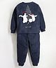 Cherry Crumble By Nitt Hyman Knit Full Sleeves Penguins Embroidered Tee & Pajama Set - Grey