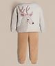 Cherry Crumble By Nitt Hyman Knit Full Sleeves Reindeer Embroidered Tee & Pajama Set - Multi Colour