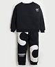 Cherry Crumble By Nitt Hyman Knit to Knit Full Sleeves Abstract Embroidered Tee & Pajama Set - Black