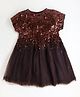 Cherry Crumble By Nitt Hyman Half Sleeves Sequins Embellished Dress - Brown