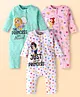 Babyhug Disney Interlock Knit Full Sleeves Rompers with Disney Princess Graphics Pack of 3 - Mint Green Pink & White