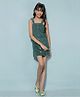 CRIMSOUNE CLUB Jacquard 100% Cotton Corduroy Pinafore Dress - Green