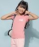 CRIMSOUNE CLUB Cotton Half Sleeves Good Energy Text Printed Tee - Peach
