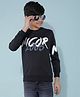 CRIMSOUNE CLUB Full Sleeves Typography Printed Cotton Sweatshirt - Navy