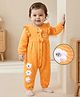 Babyoye Eco Conscious  100% Cotton Knit Solid Dyed Romper with Floral Patch &  Bow Applique - Orange