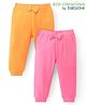 Babyoye 100% Cotton Knit Full Length Eco Conscious Solid Dyed Leggings with Bow Applique Pack of 2 - Orange & Pink