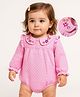 Babyoye 100% Cotton Knit Full Sleeves Eco Conscious Onesie with Floral Embroidery - Rose Shadow Pink