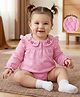 Babyoye 100% Cotton Knit Full Sleeves Eco Conscious Onesie with Floral Embroidery - Rose Shadow Pink