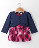 ToffyHouse 100% Woven Cotton Yarn Dyed Checkered Layered Frock With Full Sleeves Shrug - Navy & Dark Pink