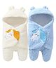 Brandonn Flannel Hooded Wearable Blanket Unicorn Patch Pack of 2 -  White(Color May Vary)