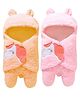 Brandonn Flannel Hooded Wearable Blanket Unicorn Patch Pack of 2 - Peach Pink