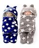 Brandonn Microfiber Hooded Wearable Blanket Star Print Pack of 2 - Blue Grey