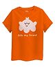 Guugly Wuugly Super Soft Combed Compact Cotton Knit Half Sleeves Skin Friendly Octo My Friend Text Printed Tee - Orange