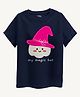 Guugly Wuugly Super Soft Combed Compact Cotton Knit Half Sleeves Skin Friendly My Magic Hat Text Printed Tee - Navy Blue