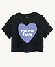 Guugly Wuugly Super Soft Combed Compact Cotton Knit Half Sleeves Skin Friendly Mama Love Text Printed Crop Top - Black