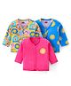 Babyhug 100% Cotton Knit Full Sleeves  Front Open Jhablas with Floral & Stamp Print Pack of 3 - Red & Blue