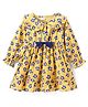 Babyhug Viscose Woven Full Sleeves Floral Printed Frock with Peter Pan Collar & Bow Detailing - Yellow