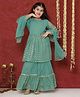 AJ Dezines Georgette Three Fourth Sleeves Motif Printed Sharara Set - Green
