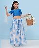 AJ Dezines Organza Half Sleeves Floral Printed Lehenga Choli - Blue