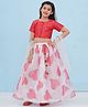 AJ Dezines Organza Half Sleeves Floral Printed Lehenga Choli - Red