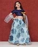 AJ Dezines Organza Half Sleeves Floral Printed Lehenga Choli Set - Dark Blue