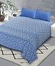 Saral Home Cotton Striped Queen Size Bedsheet with 2 Pillow Covers (Blue, 90