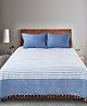 Saral Home Cotton Striped Queen Size Bedsheet with 2 Pillow Covers Blue
