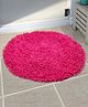 Saral Home Cotton Shaggy Anti-Skid Round Bath Mat (Dark Pink, 60X60 cm)
