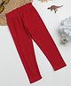 Milou Cotton Solid Bio Washed Ribbed Detailed Leggings - Red